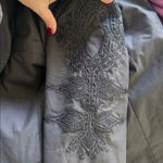 Dries Van Noten NWT  Charcoal Gray Embroidered Blazer Outerwear 100% Cotton Sz 36 Photo 3