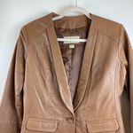 Michael Kors 🌞MICHAEL  90’s Style Camel Leather Blazer Padded Shoulders A Photo 6