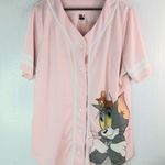 Tom and Jerry L Baseball Cartoon Button Front Top Pink Size L Photo 0