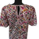 Loveriche Puff Sleeve Multicolor Geometric Sequin Pattern Mini Dress, Medium Pink Photo 4