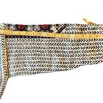 VTG Wool Chunky Knitted Cardigan Sweater M Black Cream Red Metal Scroll Buttons Size M Photo 9