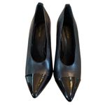 Calvin Klein Black Leather Patent Cap Toe Heels Size 9 Photo 1