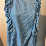 Elan NWT  Denim Ruffle Sleeve Top Size Large Photo 0