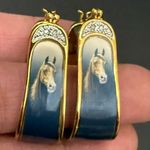 Rare DANBURY MINT Blue Enameled Horse Head Portrait Gold Photo 5