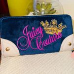 Juicy Couture Key To Juicy Gusset Zip Around Wallet - Blue & White, Crown Logo Photo 1