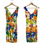 Ralph Lauren Lauren Ruched Floral Faux Wrap Mini Dress Womens 2 Artsy Watercolor Photo 1