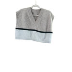 Dazy Women's Beige Black White Striped V Neck Sweater Vest Large Photo 1