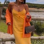 ZARA Bloggers Fav Orange Midi Satin Effect Casual Maxi Slip Dress Orange Photo 4