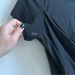 ATM Black Ruched Short Sleeve Top Criss Cross Front T Shirt Basic Tee Designer Photo 1