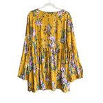Free People Bella Golden Yellow Floral Print Tunic or Babydoll Dress Size Large Photo 9