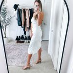 Lovers + Friends Revolve White Satin Ruched Midi Dress Photo 14