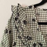 Love Shack Fancy  Blake Cropped Floral Ruffle Blouse Black White Women's size Large Photo 3