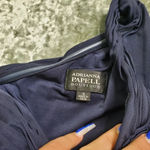 Adrianna Papell  Navy One Shoulder Beaded Gown Photo 4