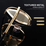 Retro Gothic Steampunk Sunglasses Black, Gold Polarized Metal Frame Glasses Case Photo 5