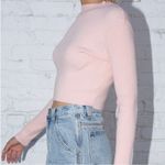 Brandy Melville  Brett Top Ribbed Cropped Long Sleeve One Size Small Pink Photo 3