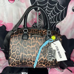 Steve Madden New Leopard Print Satchel Crossbody Bag Tennis Racket Ball Charm Photo 0