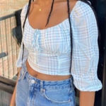 Urban Outfitters Gingham Cropped Blouse Photo 0