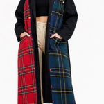 ANTHROPOLOGIE (GREY LAB LABEL) Black Plaid Patchwork Trench Coat Women size XL Photo 0