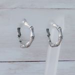 Trifari Vintage 1970's Crown  Hoop Stud Earrings with Bamboo Design Silver Tone Photo 1