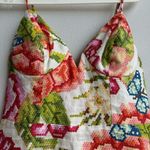 Farm Rio NWT  Anthropologie Vintage Floral Deep V Mini Dress Size Medium Vacay Photo 1