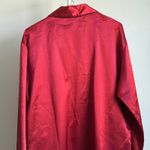 Kathryn sz S Red Satin Long Nightgown Robe Embroidered Pocket Luxury Photo 5