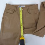 ZARA Pants Womens 4 (27x25.5) Vegan Brown Faux Leather Flare Mid Rise Photo 11