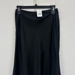 J.Crew  Petite Slip Midi Skirt Satin Elastic Waist Classic Black High Rise SP NWT Photo 5
