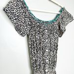 Taj By Sabrina Womens Mini Dress Off The Shoulder Animal Print Black White Small Photo 2