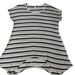 Cyrus  Woman’s Striped Short Sleeve Shark Bite Shirt size Large Photo 1