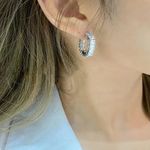 Silver Diamond Earrings, Diamond Hoop Earrings, Open Hoop Earrings Silver Photo 2