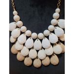 Womens Statement Layered Teardrop Bib Necklace With Gold Chain And Lobster Clasp White Photo 2