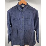 J.Jill Denim Chambray Long Sleeve Shirt Size M Blue Lightweight Button Up Photo 4