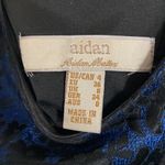  Dresses Aidan Mattox Brocade Blue Black Cocktail Dress Photo 2
