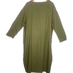 NEW Linen Soft Cotton Kaftan 3/4 Sleeve Loose Casual Maxi Dress L Khaki Green Size L Photo 3