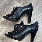 Antonio Melani Clare Black Peep-Toe Heels with Ribbon Detail Photo 5