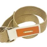 Michael Kors  Women's White Orange Leather Straw Stretch Belt D Ring Adjustable Photo 0