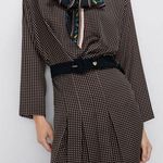 ZARA  Printed Mini Dress With Tie Photo 0