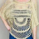 Arden B . Retro Tan Crochet Bohemian Sheer Shirt Photo 1