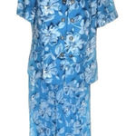 Leslie Fay Light Blue Floral Skirt Suit Womens Size 14 P VINTAGE Photo 0