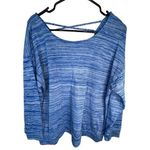 Derek Heart Plus Blue Striped Open Back Long Sleeve Athletic T-Shirt Photo 0