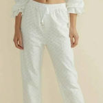 MINKPINK  Pants Women Small Meda White Textured Tie Waist High Rise Cotton‎ Photo 0