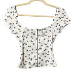 Silence + Noise Urban Outfitters White & Blue Floral Print Crop Top Womens S Photo 0