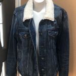 Good American  blue denim Sherpa jacket Photo 0