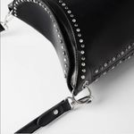 ZARA  Studded Flap Bucket Bag Black Faux Leather Crossbody Photo 2