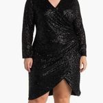 Love by Design NWT Frances Sequin Side Ruched Wrap Mini Dress Size 3X Photo 0