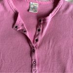Aerie  Pink Waffle Henley Long Sleeve Size Medium Photo 3