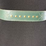 None Embroidered Bridle Stitch Belt Green Brass Photo 1