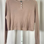 Wild Fable  XL Dusty Pink Henley Crop Top Thermal Fall Winter Boxy Flowy Boho Photo 0