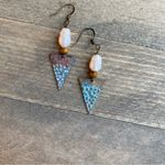 New artisan crafted dangle drop earrings copper patina freshwater Pearl unique Photo 1