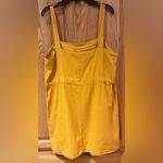 ASOS Square Neck Cinched Tie Waist Cotton/Linen Dress in Mustard Yellow Size 8 Photo 6